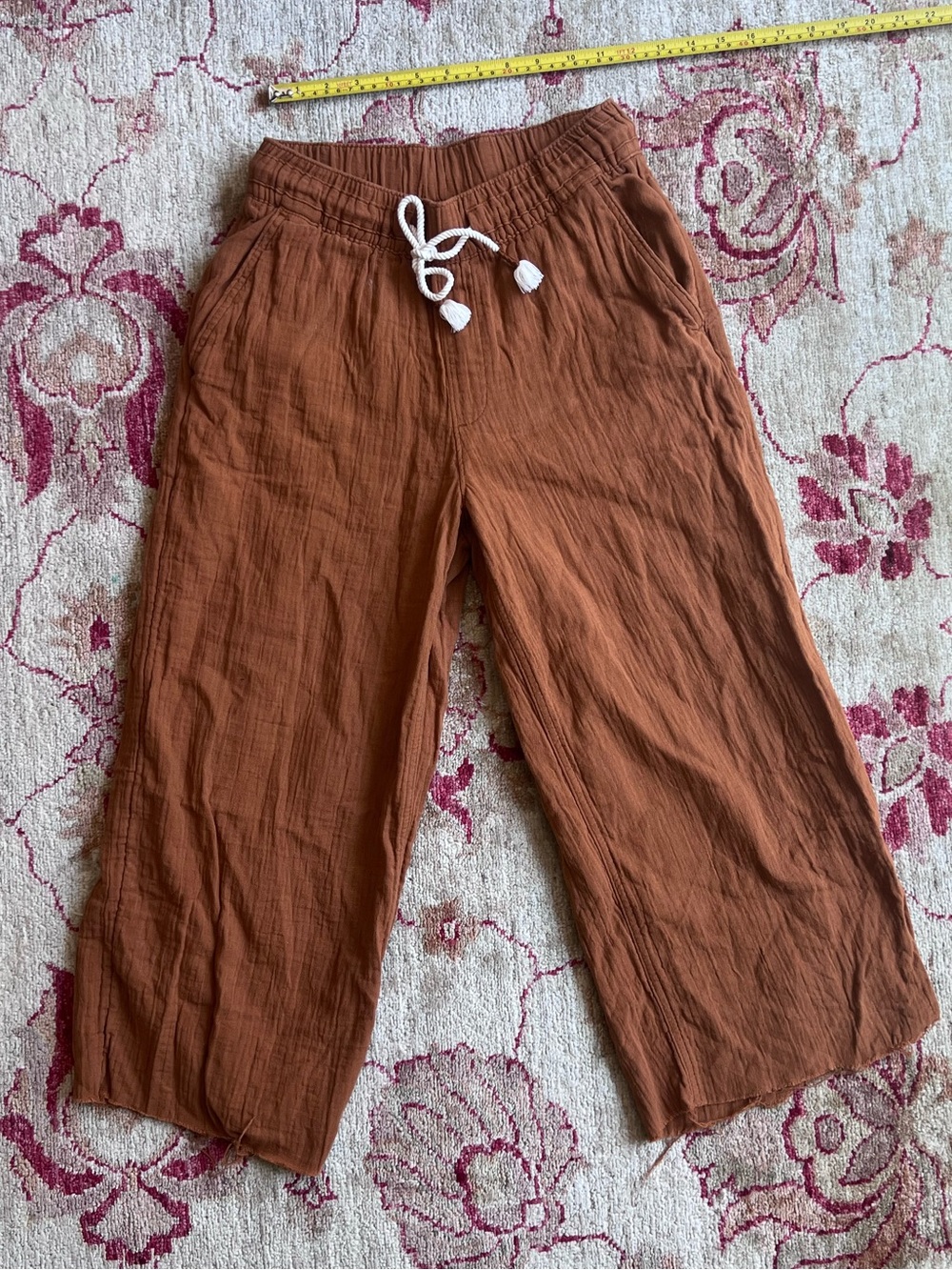 Raw Hem Cut Off Cotton Pants
